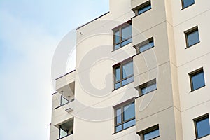 Abstract fragment of contemporary architecture, walls made of glass and concrete.