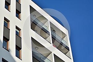 Abstract fragment of contemporary architecture, walls made of glass and concrete.