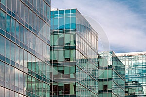 Abstract fragment of modern architecture, walls made of glass an