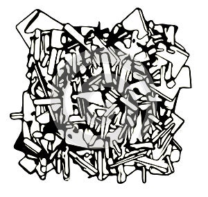 Abstract fragmented sculpture in black and white