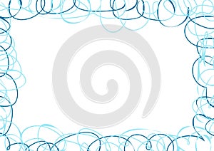 Abstract frame with blue scribbles