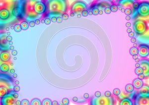 Abstract frame of rainbow circles, space for text