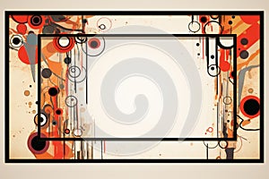 an abstract frame with red orange and black swirls