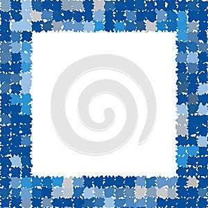 Abstract frame with rough jagged edges. Photo frame in different shades of blue and gray. Vector