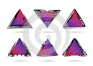 Abstract Frame Set. Abstract frames with color gradient triangles. Geometric shapes.