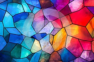 Abstract free-form image of multi-colored on black-lined stain glass.,Generative Ai