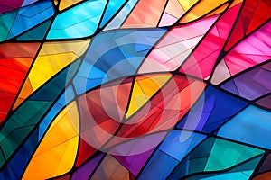 Abstract free-form image of multi-colored on black-lined stain glass.,Generative Ai