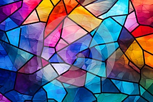 Abstract free-form image of multi-colored on black-lined stain glass.,Generative Ai