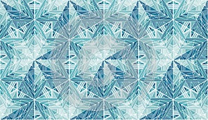 Abstract frozen stars, snowflakes vector seamless pattern