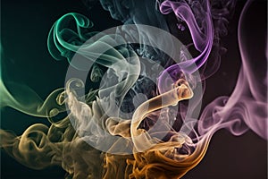 Abstract Fumes: A Dynamic Burst of Colorful Smoke on Black