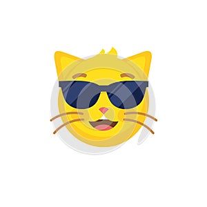 Abstract funny flat style emoji emoticon cat in sunglasses face icon.