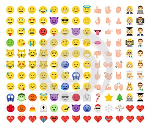 Abstract funny flat style emoticon set.