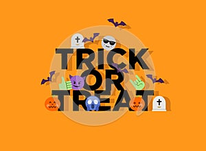 Abstract funny flat style halloween trick or treat emoji