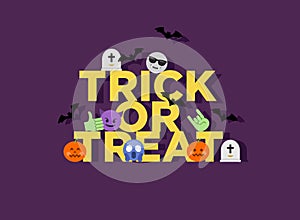 Abstract funny flat style halloween trick or treat emoji