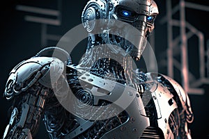 Abstract furistic AI Android robot, Humanoid technology concept, Generative AI