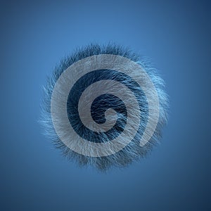 Abstract Furry Ball Blue Background