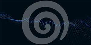 Abstract digital particle wave. Futuristic dotted wave. Technology background vector. Vector illustration