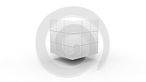 Abstract futuristic background with a cube on a white background