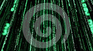 Digital Matrix Rain Background with Green Binary Code