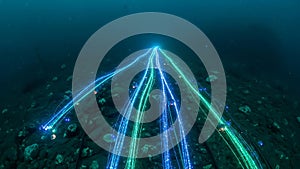 Futuristic Digital Data Flow Network