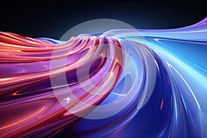 Abstract futuristic background in the form of a high-speed wave of pink and blue