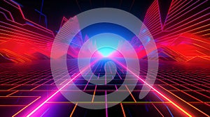 Abstract futuristic background with glowing neon lines. 3d render illustration.