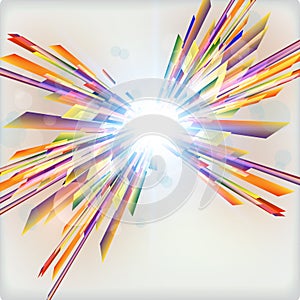 Abstract futuristic background with light burst.
