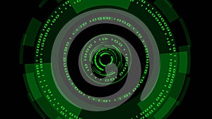 Abstract futuristic background of matrix style binary code built into HUD elements - digital systems technology theme