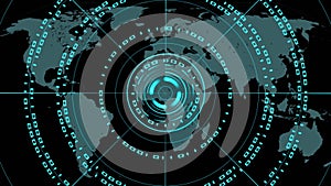 Abstract futuristic background of matrix style binary code built into HUD elements - digital systems technology theme