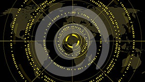 Abstract futuristic background of matrix style binary code built into HUD elements - digital systems technology theme