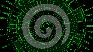 Abstract futuristic background of matrix style binary code built into HUD elements - digital systems technology theme
