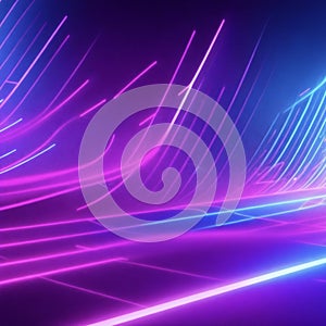 Abstract Futuristic Background with Neon Wave Lines and Bokeh Lights