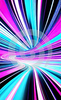 Abstract futuristic background with pink blue glowing neon moving high speed wave lines and bokeh lights. Fantastic wallpaper.