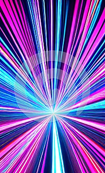 Abstract futuristic background with pink and blue glowing neon moving high speed wave lines and lights. Neon ligths Background.