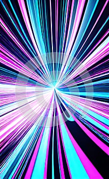 Abstract futuristic background with pink and blue glowing neon moving high speed wave lines and lights. Neon ligths Background.