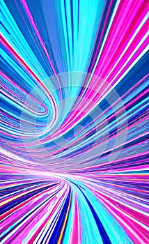 Abstract futuristic background with pink and blue glowing neon moving high speed wave lines and lights. Neon ligths Background.