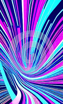 Abstract futuristic background with pink and blue glowing neon moving high speed wave lines and lights. Neon ligths Background.