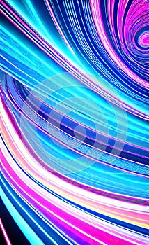 Abstract futuristic background with pink and blue glowing neon moving high speed wave lines and lights. Neon ligths Background.