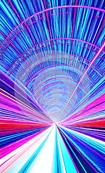 Abstract futuristic background with pink and blue glowing neon moving high speed wave lines and lights. Neon ligths Background.