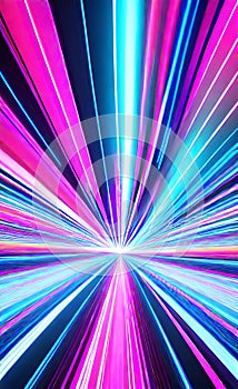 Abstract futuristic background with pink and blue glowing neon moving high speed wave lines and lights. Neon ligths Background.