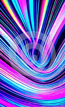 Abstract futuristic background with pink and blue glowing neon moving high speed wave lines and lights. Neon ligths Background.