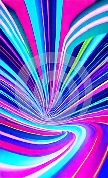 Abstract futuristic background with pink and blue glowing neon moving high speed wave lines and lights. Neon ligths Background.