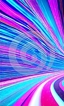 Abstract futuristic background with pink and blue glowing neon moving high speed wave lines and lights. Neon ligths Background.