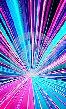 Abstract futuristic background with pink and blue glowing neon moving high speed wave lines and lights. Neon ligths Background.