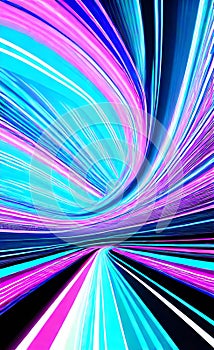 Abstract futuristic background with pink and blue glowing neon moving high speed wave lines and lights. Neon ligths Background.