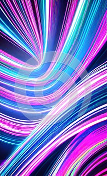 Abstract futuristic background with pink and blue glowing neon moving high speed wave lines and lights. Neon ligths Background.