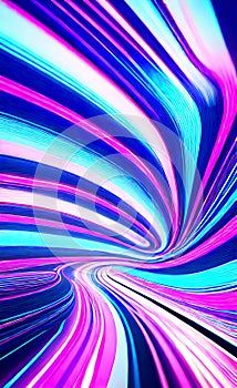 Abstract futuristic background with pink and blue glowing neon moving high speed wave lines and lights. Neon ligths Background.