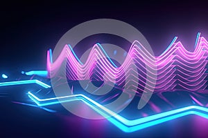 abstract futuristic background with pink blue glowing neon moving high speed wave Zigzag lines and bokeh lights. Data transfer