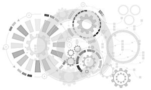 Abstract futuristic background. Vector illustration gear wheel, hexagons and circuit board,