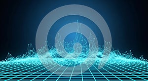 Abstract futuristic blue digital network data visualization with connected dots and lines